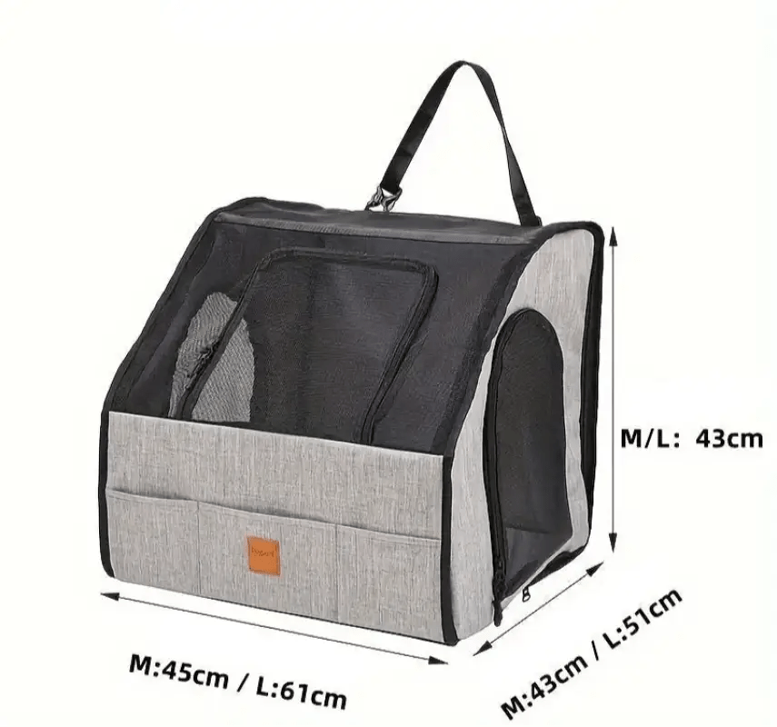 Sac de voyage léger pour chien avec carrier gris à fenêtres en mesh