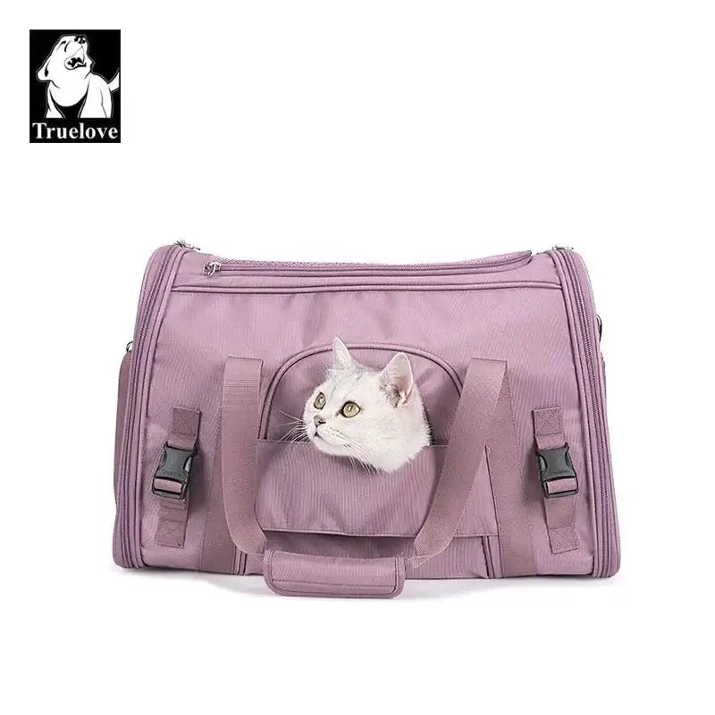 Sac de transport pour chien Truelove Trekker en tissu Oxford avec chat peeking out