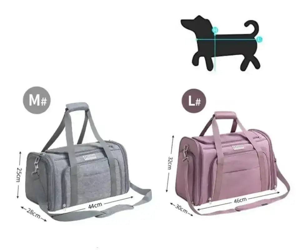 Sac Truelove pour chien avec bandoulière et compartiments latéraux, dimensions incluses