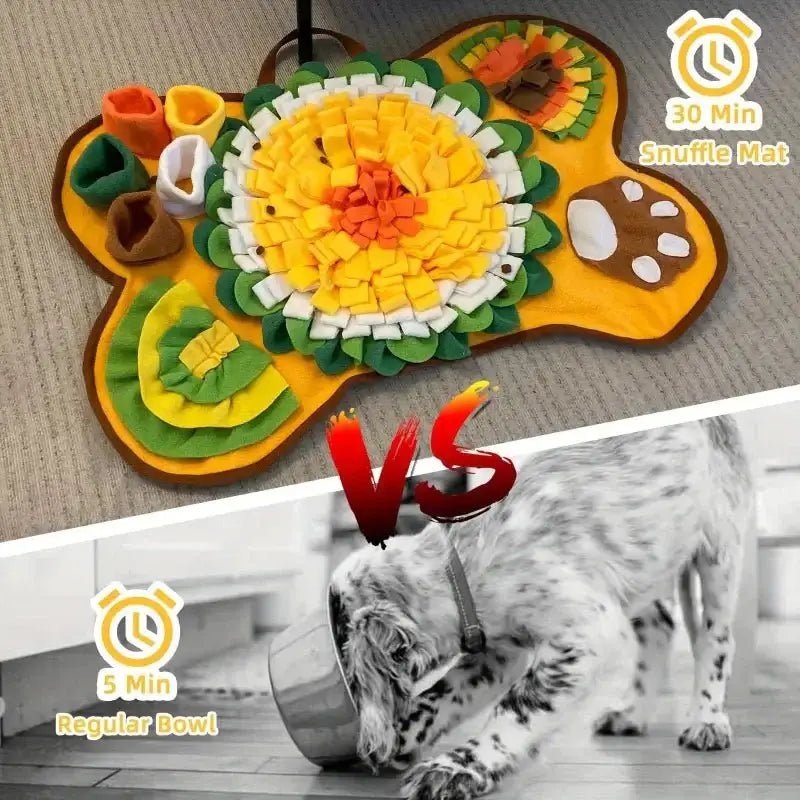 Tapis de fouille pour chien en forme d’os avec cachettes et bol traditionnel