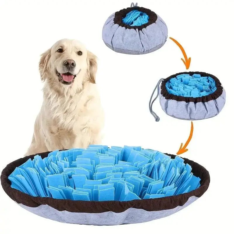 Tapis d’enrichissement olfactif pour chien rond, anti-glouton, pliable avec lien de serrage