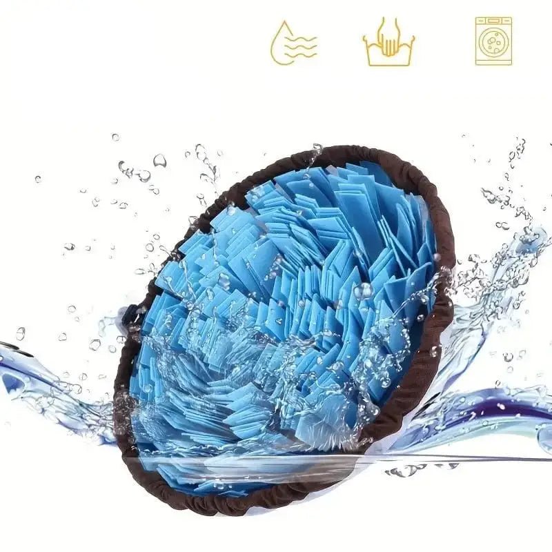 Tapis de fouille pour chien rond bleu et marron, tapis d’enrichissement olfactif intégré