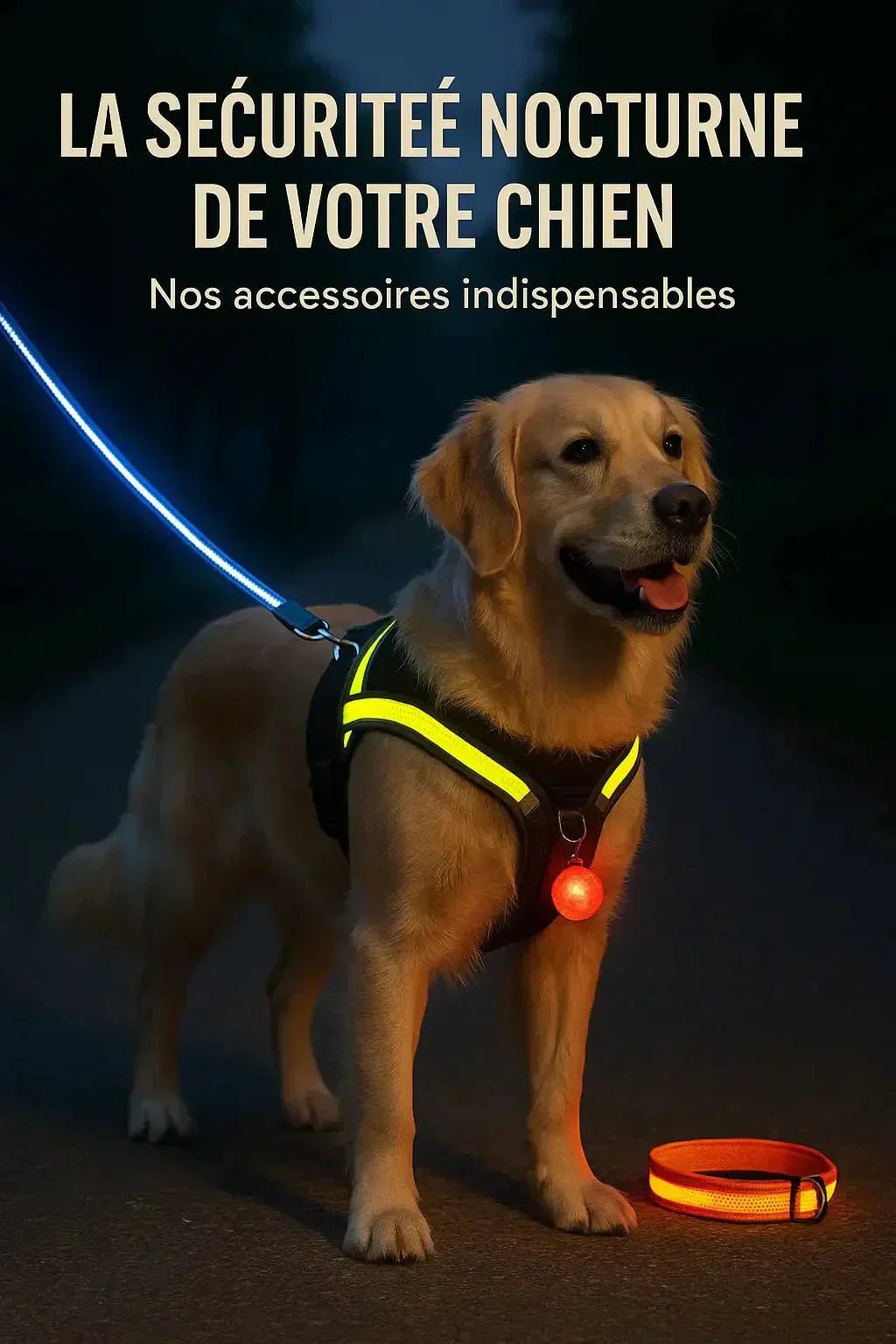 Sécurité Nocturne Maximisée avec Harnais Réfléchissants et Médailles Lumineuses - Pattes et Trésors