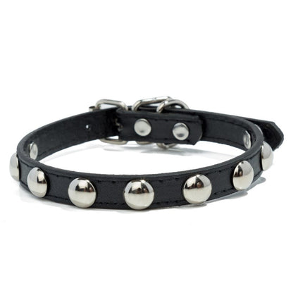 1pc Mushroom Rivet Pet Collar Stainless Steel Dog Collar with Dog Chain - Black / XL