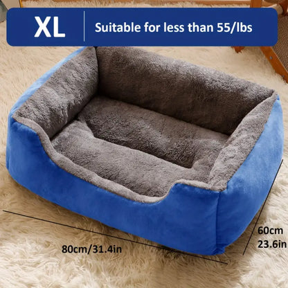 Coussin pour chien en plush gris et bleu, confortable, 1pc cozy plush dog bed