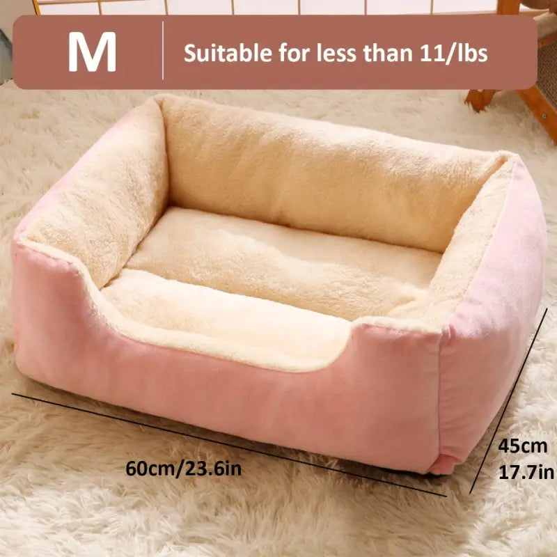 Coussin pour chien en peluche rose et beige, taille extra small, 1pc Cozy Plush Dog Bed