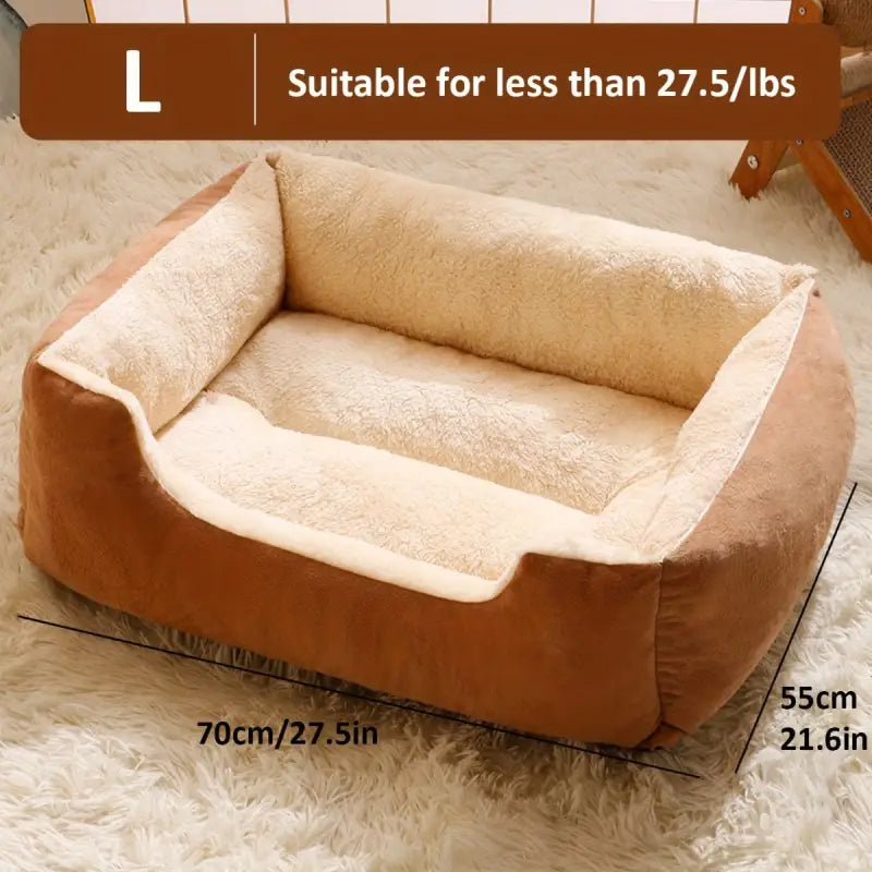 Coussin pour chien en peluche brun et beige, 1pc cozy plush dog, idéal pour extra small breeds