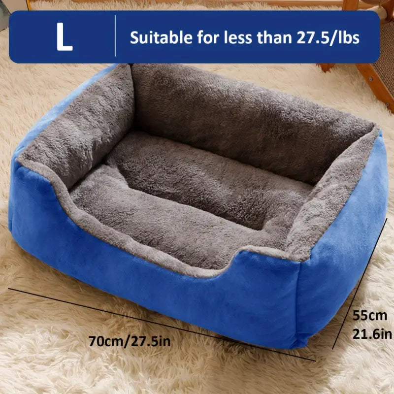 Coussin pour chien en plush bleu et gris, parfait pour extra small breeds