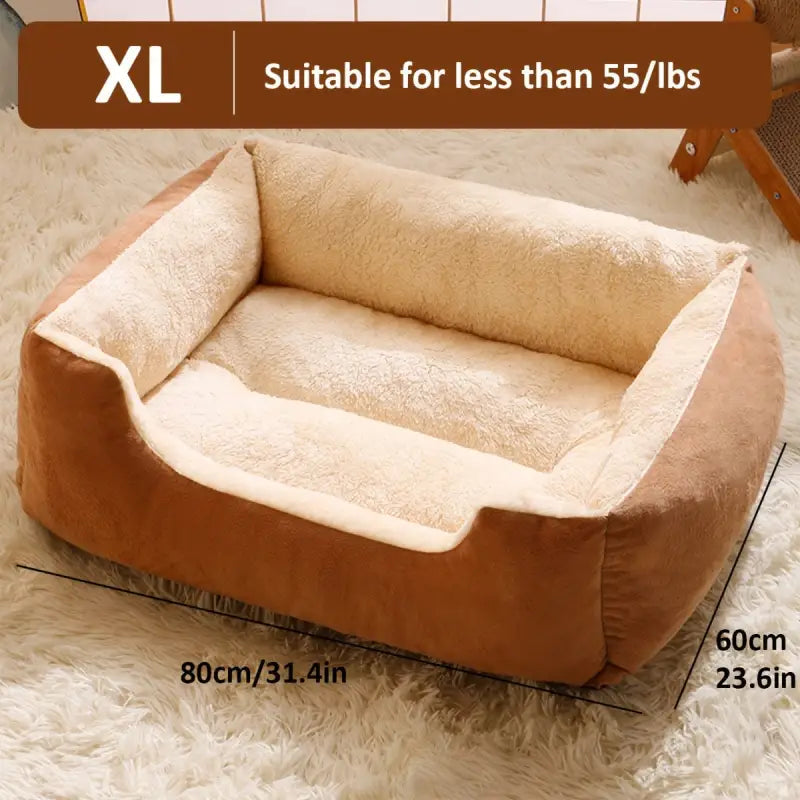 Coussin pour chien en plush marron et beige, 1pc cozy plush dog pour tailles extra small