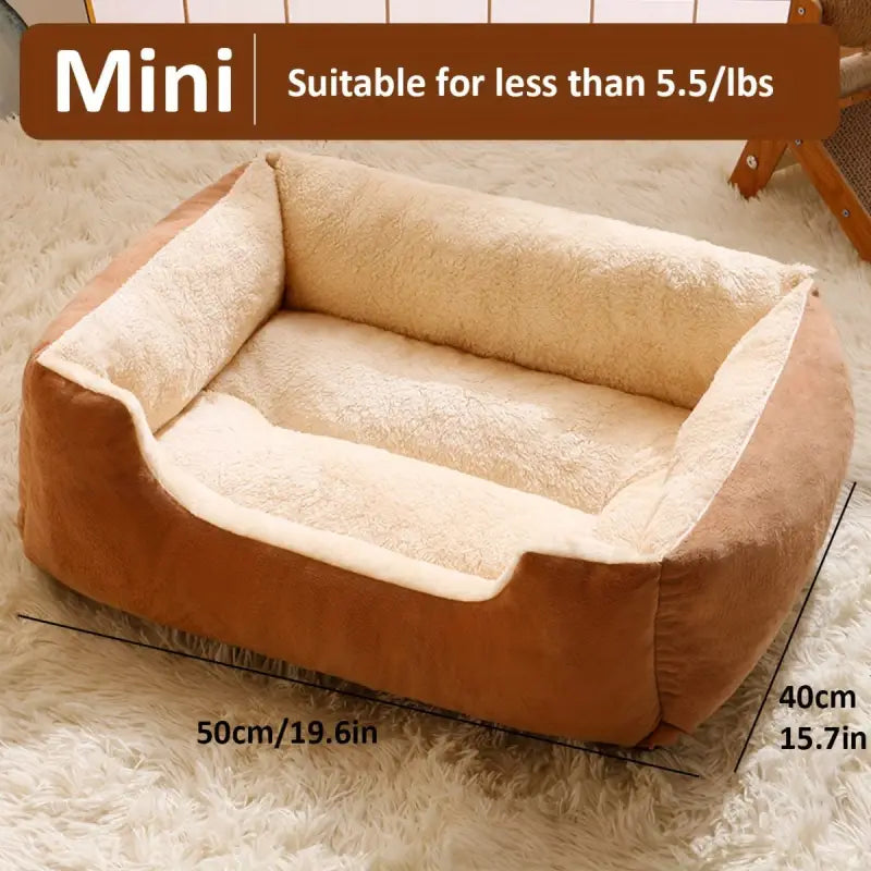 Image of brown and beige plush pet bed from 1pc Cozy Plush Dog Bed collection