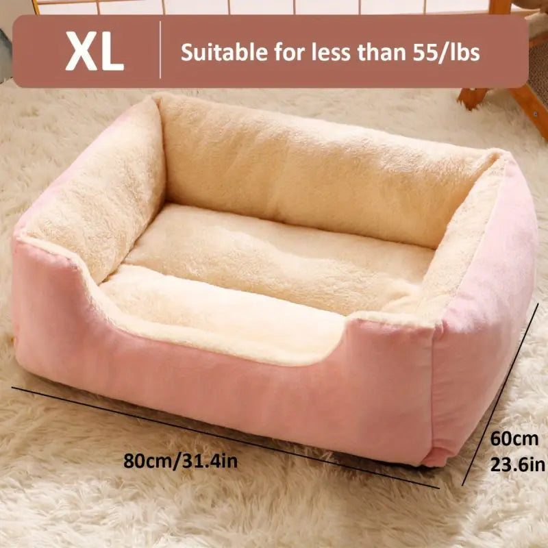 Coussin pour chien en peluche rose et beige, 1pc cozy plush dog, comfort pour petites races