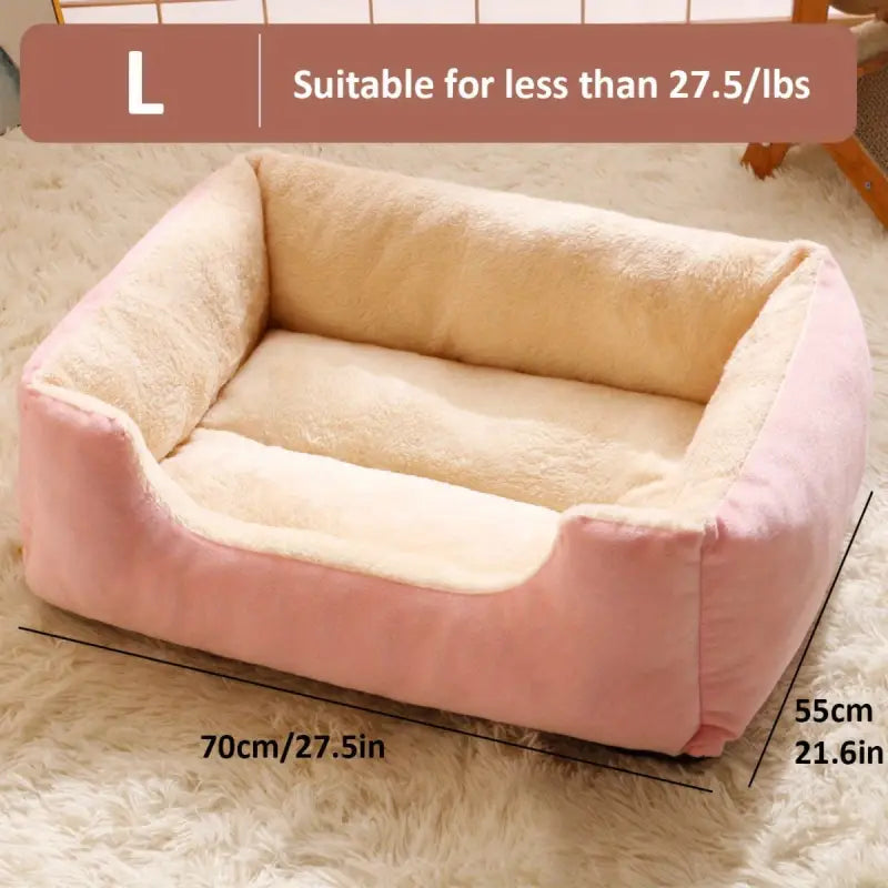 Panier pour chien en peluche rose et beige, 1pc cozy plush dog, confort hiver
