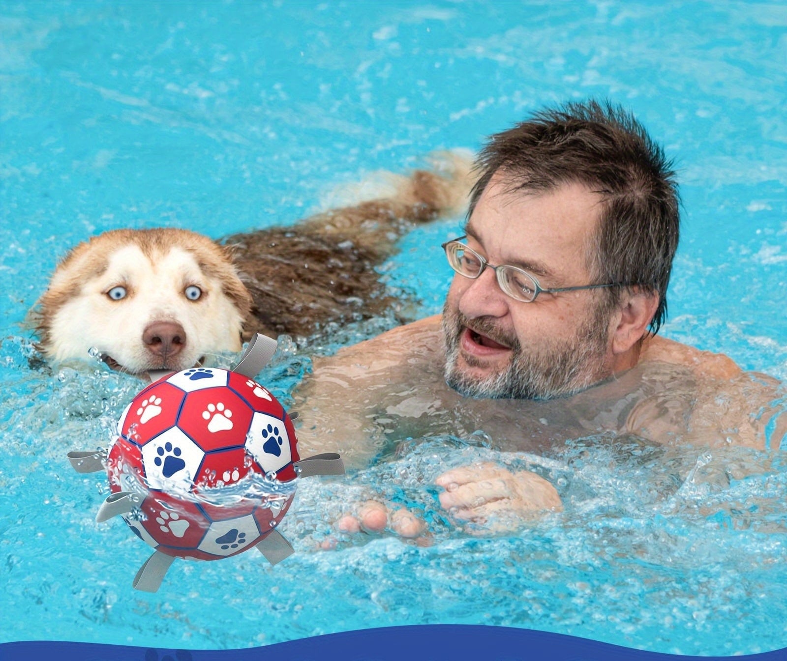 Dog soccer ball with paw prints, perfect dog soccer toy for fetch and training