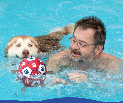 Dog soccer ball with paw prints, perfect dog soccer toy for fetch and training