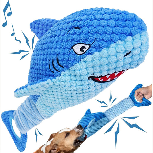 Jouet en peluche requin bleu pour chiens, parfait pour toutes tailles et races