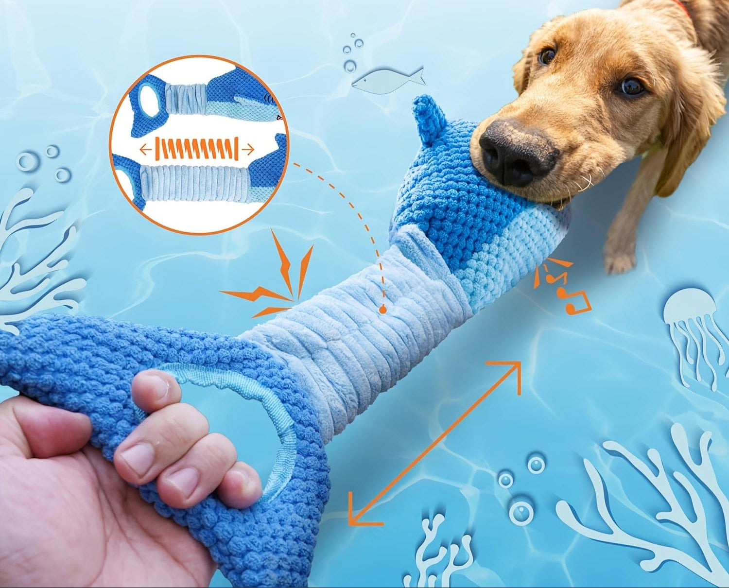 Jouet en peluche de requin bleu pour chiens, parfait pour tous les types de races