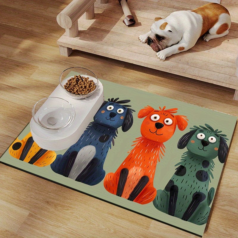 Tapis de nourriture pour chien avec bols, facile à nettoyer, parfait pour tous les saisons