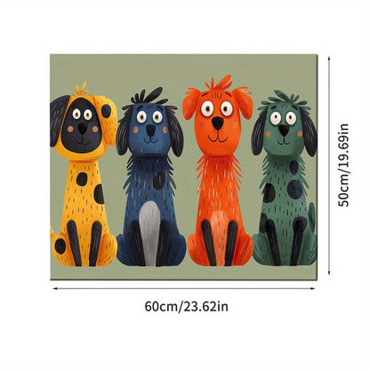Colorful cartoon dog art feeding mat, accessoires pour chiens, absorbant et facile à nettoyer