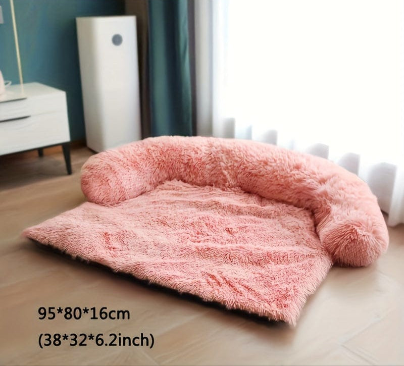 Coussin pour chien en peluche rose, confortable et parfait comme canapé pour tout chien