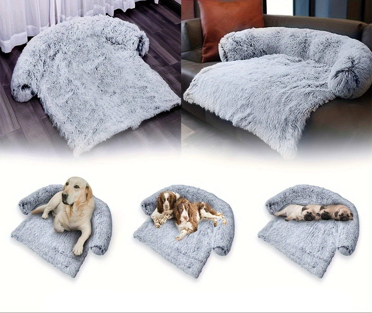 Coussin pour chien en peluche, lit pour chien et chat, assise douillette et bolster