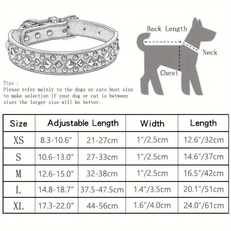 Guide de taille pour collier chien en cuir, parfait pour accessoires pour chiens
