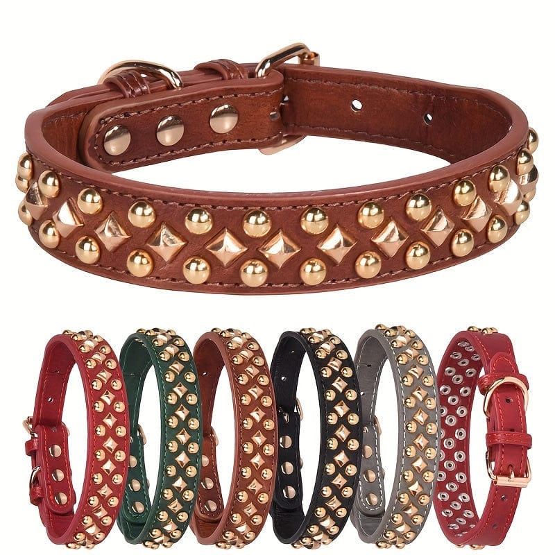 Collier en cuir avec clous pour chien, parfait comme accessoires pour chiens