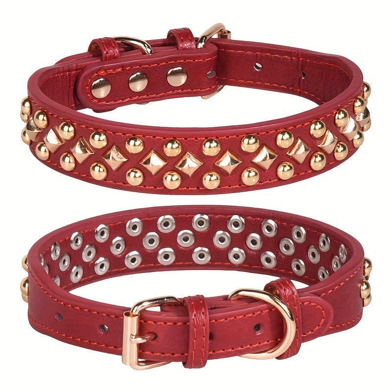 Collier en cuir rouge pour chien, accessoires pour chiens, style rétro pour votre chien