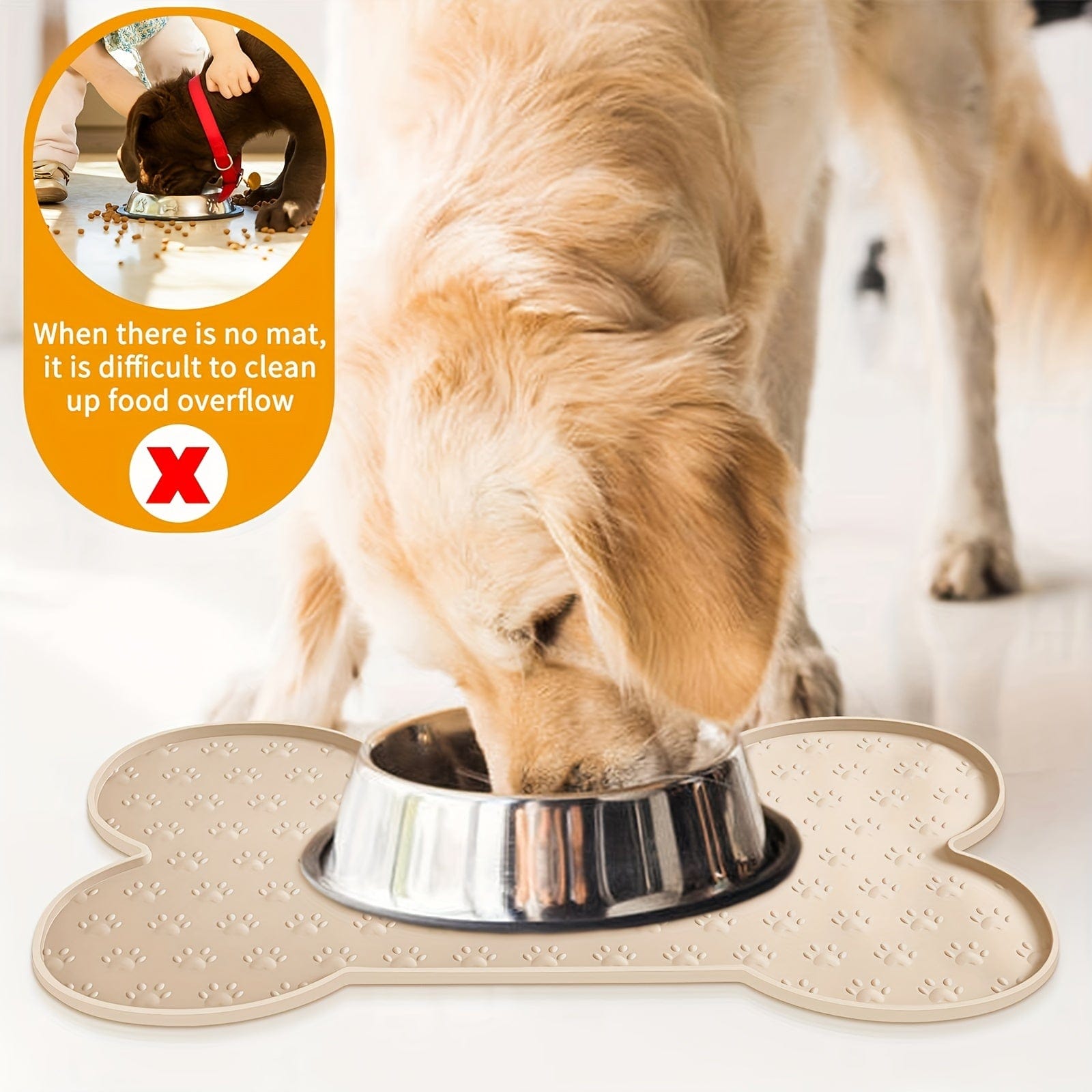 Tapis de nourriture pour chiens en forme d’os avec bol, idéal pour l’alimentation canine