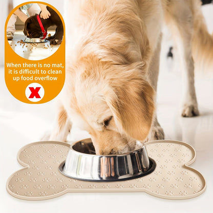 Tapis de nourriture pour chiens en forme d’os avec bol, idéal pour l’alimentation canine