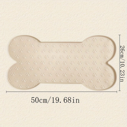 Tapis d’alimentation pour chiens en forme d’os avec empreintes de patte, facile à nettoyer