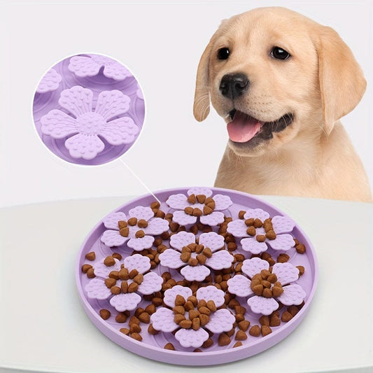 Bol en silicone pour chien avec slow feeder en forme de fleur violette, accessoires pour chiens