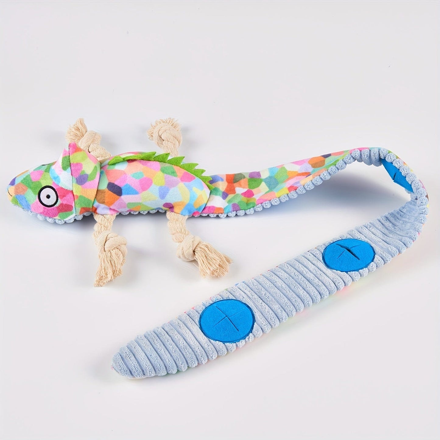Jouet en peluche coloré en forme de lézard pour tous les chiens, résistant et drôle