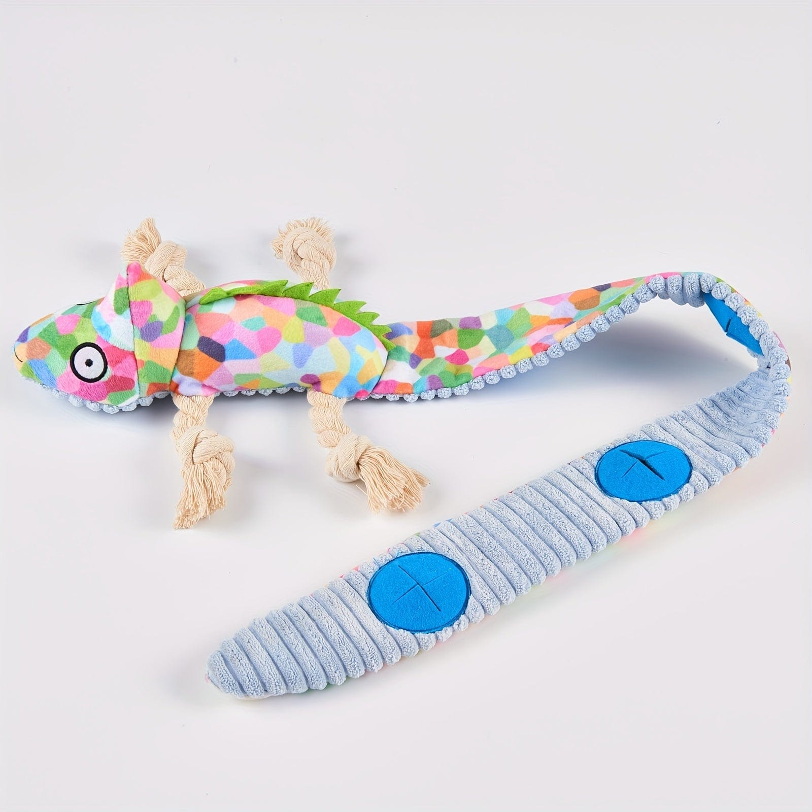 Jouet en peluche coloré en forme de lézard pour tous les chiens, résistant et drôle