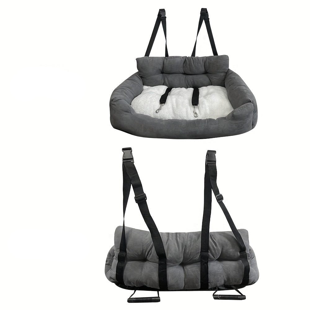 Coussin de voiture pour chiens gris avec harnais, parfait pour grands chiens accessoires pour chiens
