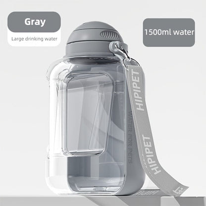 1PC Multi-Purpose Polycarbonate Dog Water Bottle with Integrated Bowl 1000ml Water & 300ml Food Capacity Retractable
