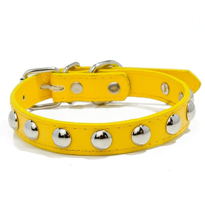 1pc Mushroom Rivet Pet Collar Stainless Steel Dog Collar with Dog Chain