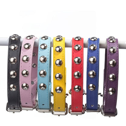 1pc Mushroom Rivet Pet Collar Stainless Steel Dog Collar with Dog Chain