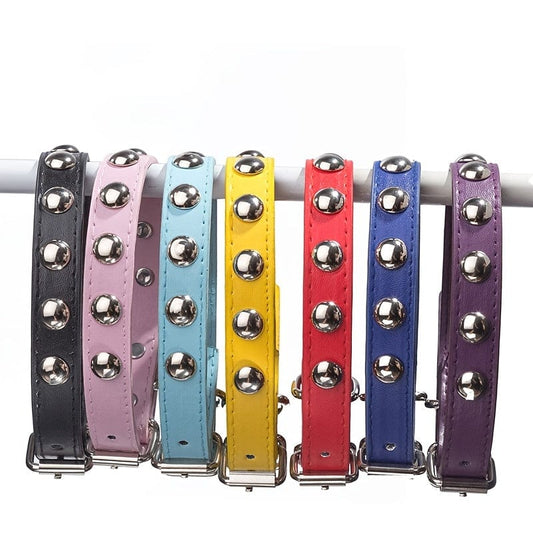 1pc Mushroom Rivet Pet Collar Stainless Steel Dog Collar with Dog Chain