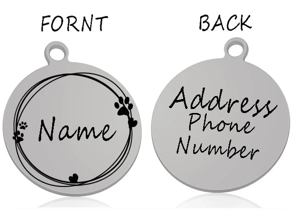 Médaille pour chien ronde personnalisée en acier inoxydable avec motif