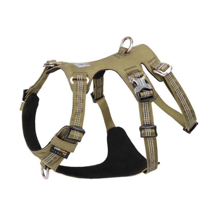 Harnais pour chien anti traction Winhyepet Redrock en tissu Cordura vert olive avec bandes réfléchissantes