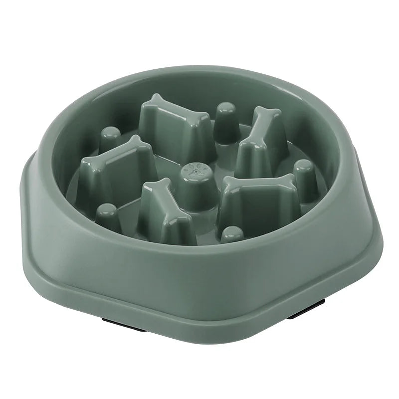 Gamelle anti glouton pour chien ronde à motifs os