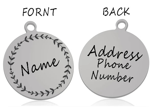 Médaille pour chien ronde personnalisée en acier inoxydable avec motif