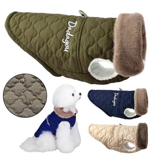 CDDMPET Waterproof Fur Collar Dog Jacket Winter Warm Fleece Dog Clothes for Small Dogs Puppy Pet Vest Chihuahua Yorkie