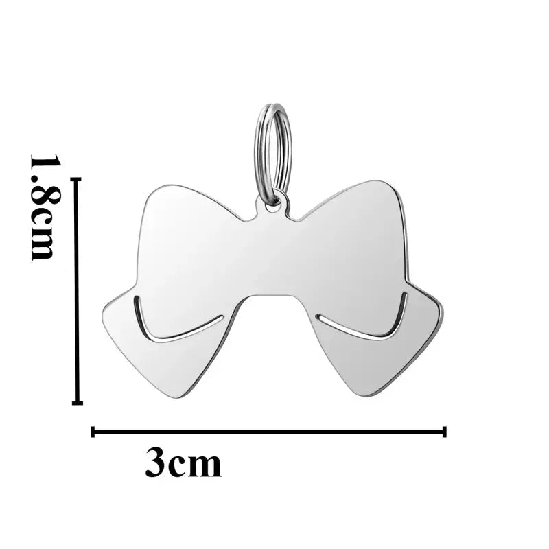 Médaille pour chien gravée en acier inox – forme nœud personnalisée (recto/verso)