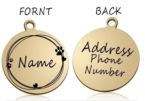 Médaille pour chien ronde personnalisée en acier inoxydable avec motif