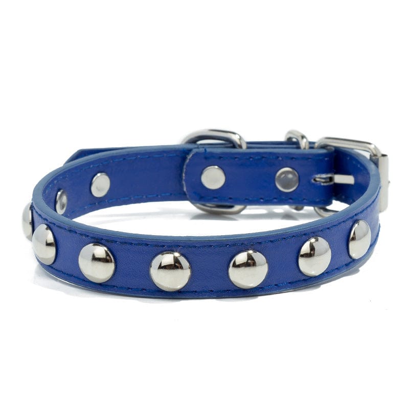 1pc Mushroom Rivet Pet Collar Stainless Steel Dog Collar with Dog Chain - Royal Blue / L