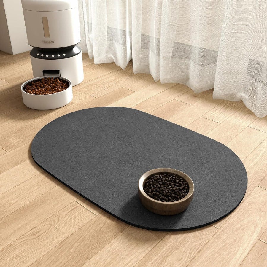 Tapis gris ovale pour chien, accessoires pour chiens, facile à nettoyer et antidérapant
