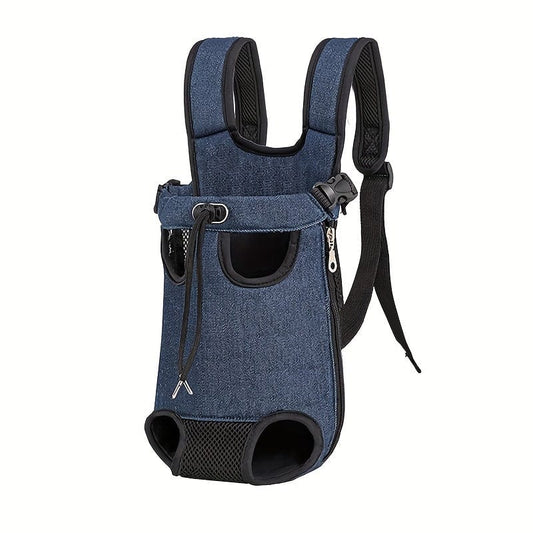 Sac à dos pour chien en denim bleu avec accessoires pour chiens pour aventures outdoor
