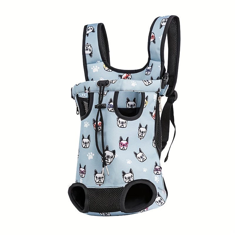 Sac de transport pour chien bleu clair avec motif bulldog, parfait pour accessoires pour chiens