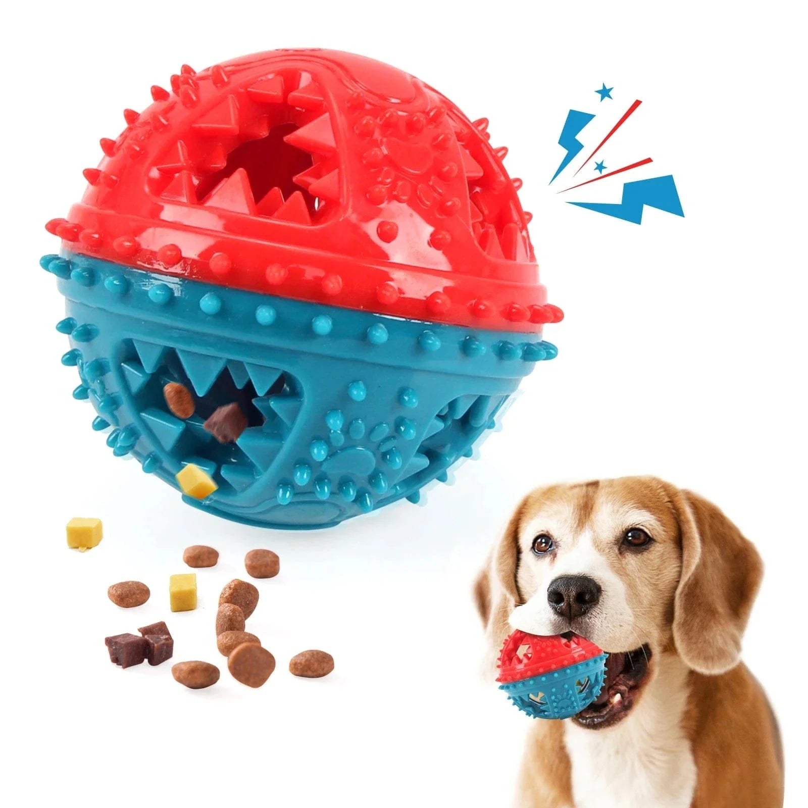Balle Distributeur de Friandises rouge et bleu, parfait pour jouer et mâcher